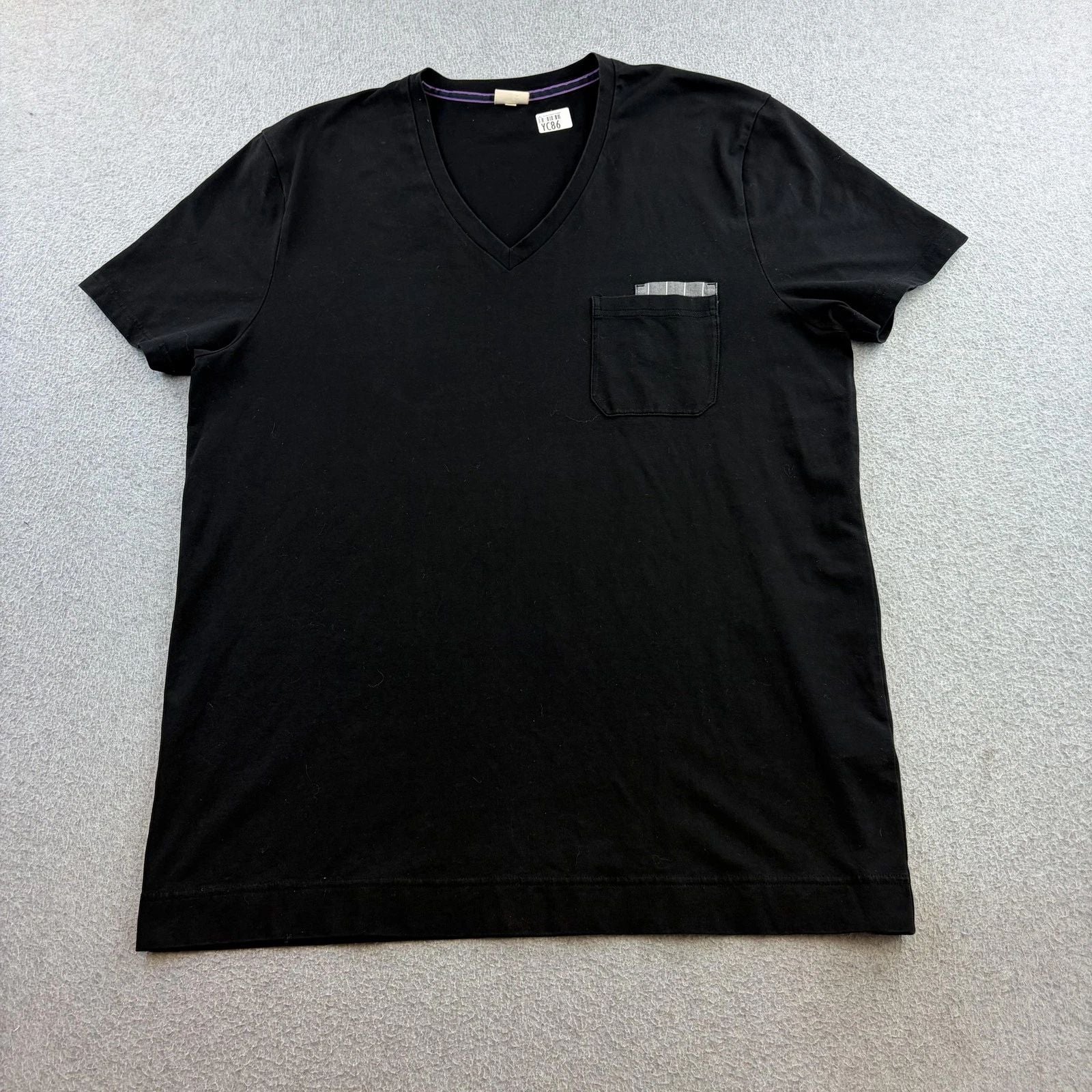 Boss Orange Shirt Mens 2XL Black V Neck Pocket Tee Cotton Casual Jersey Adult