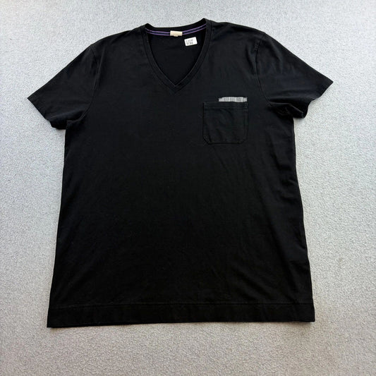 Boss Orange Shirt Mens 2XL Black V Neck Pocket Tee Cotton Casual Jersey Adult