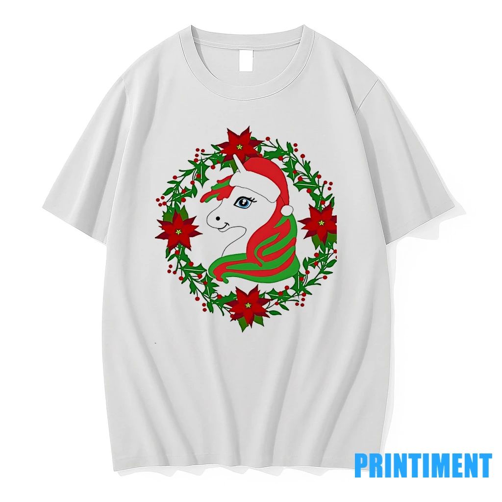Christmas Unicorn Poinsettia Wreath Holiday Tshirts Sweater
