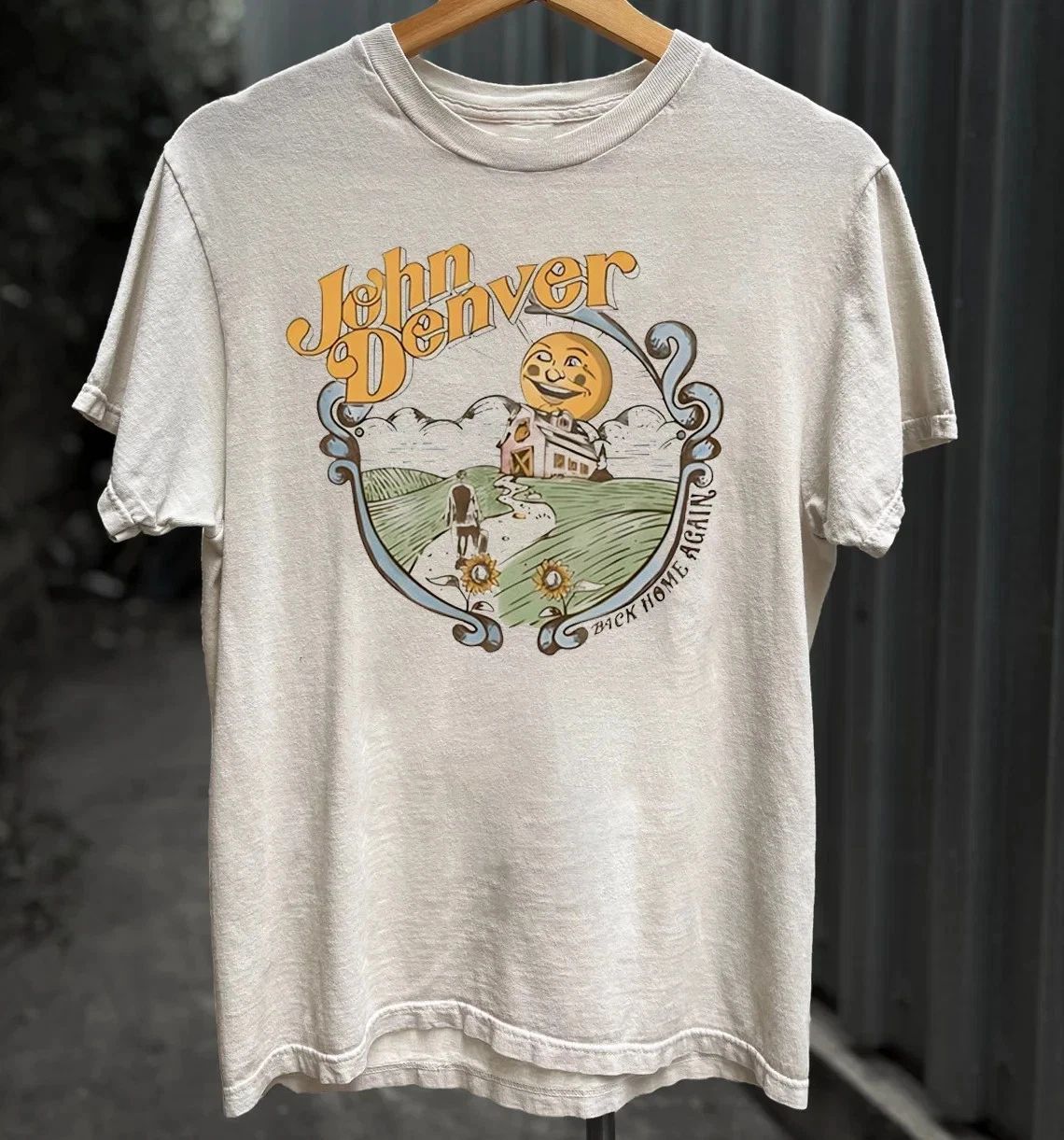 John Denver back Home Again White T Shirt Full Size S-5XL  BT1853