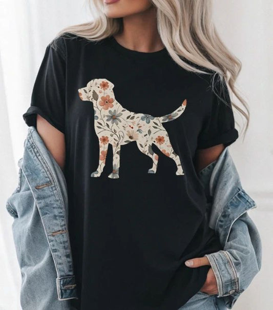 Floral Labrador Retriever Shirt, Dog Mom Tee, Boho Gift for Dog Lovers, Size All