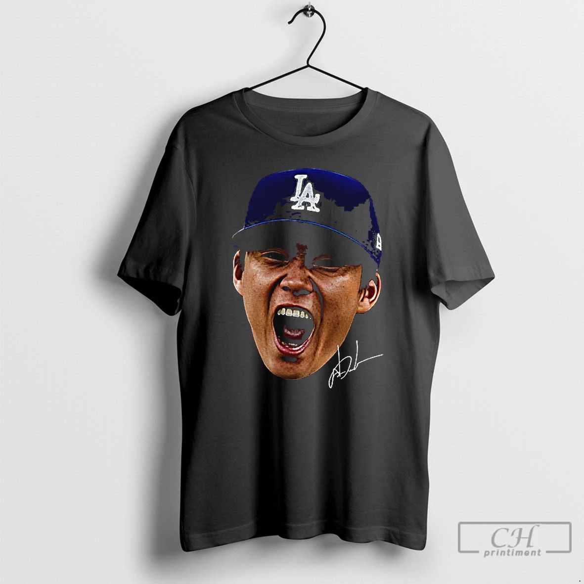 Classic Yoshinobu Yamamoto Big Face Fan Inspired Los Angeles Dodgers Meme Signature T Shirts