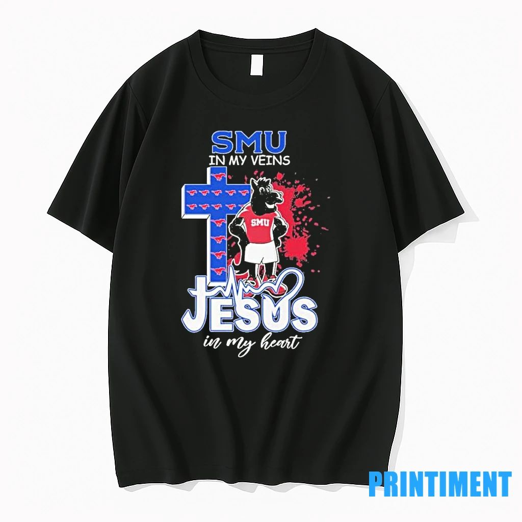 Smu Mustangs In My Veins Jesus In My Heart Tshirts Sweater