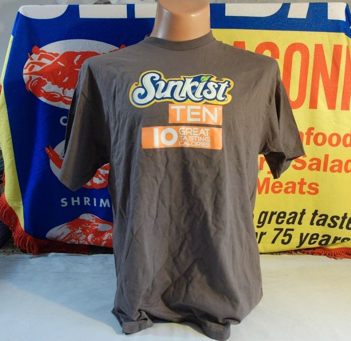 SUNKIST TEN Great Tasting Calories t Shirt Men's XL Graphic Tee Soda POP ORANGE
