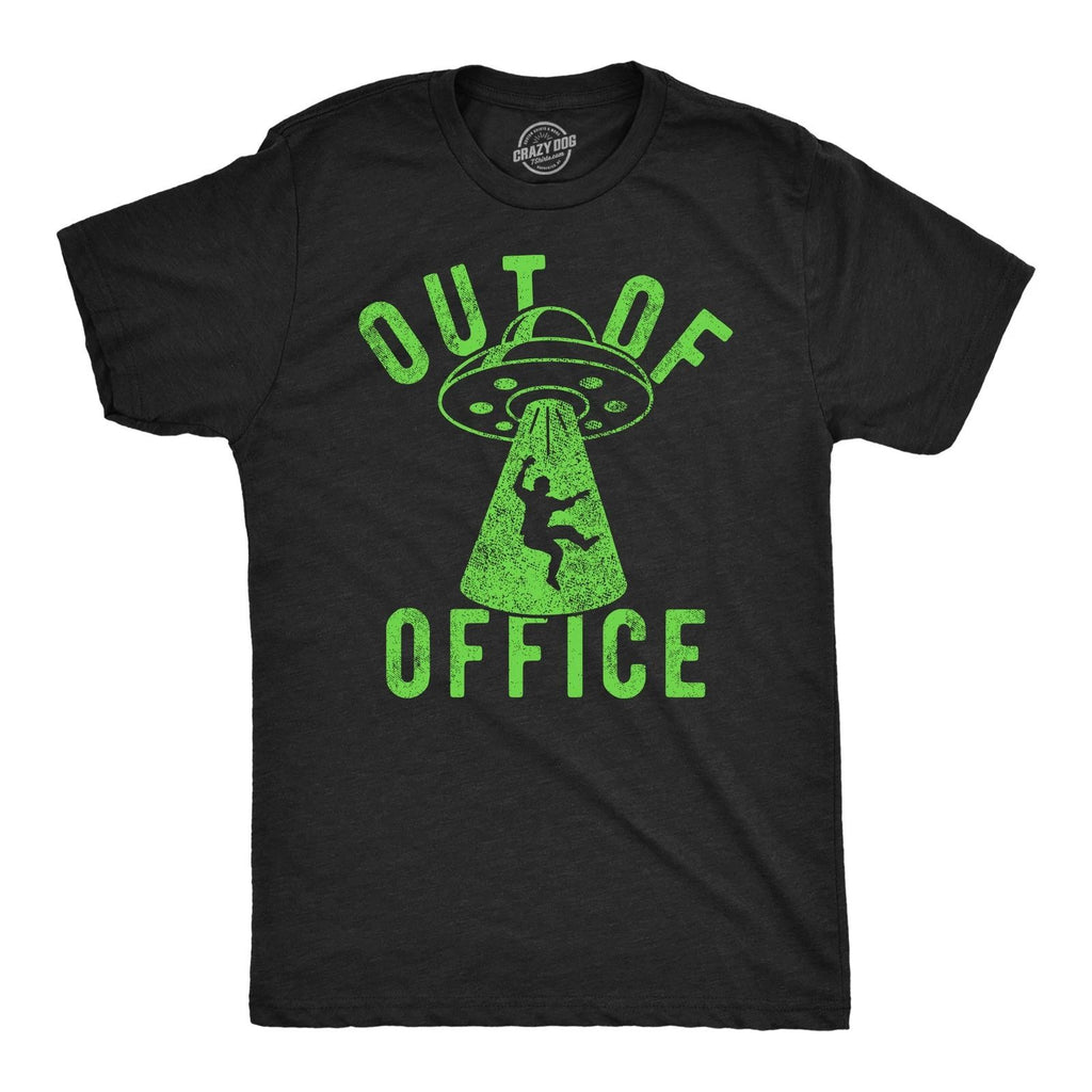 Mens Funny T Shirts Out Of Office UFO Sarcastic Alien Graphic Tee for Men