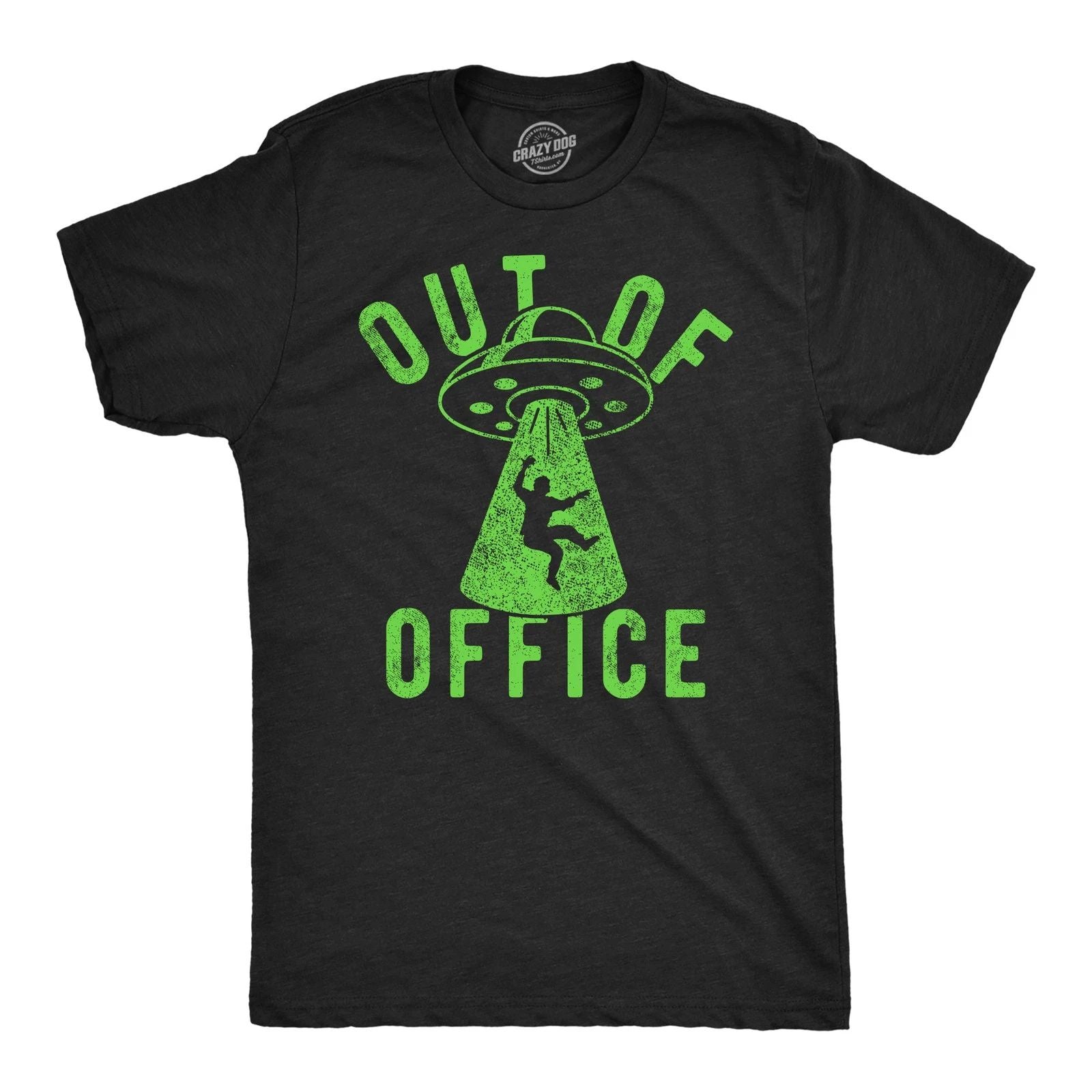 Mens Funny T Shirts Out Of Office UFO Sarcastic Alien Graphic Tee for Men