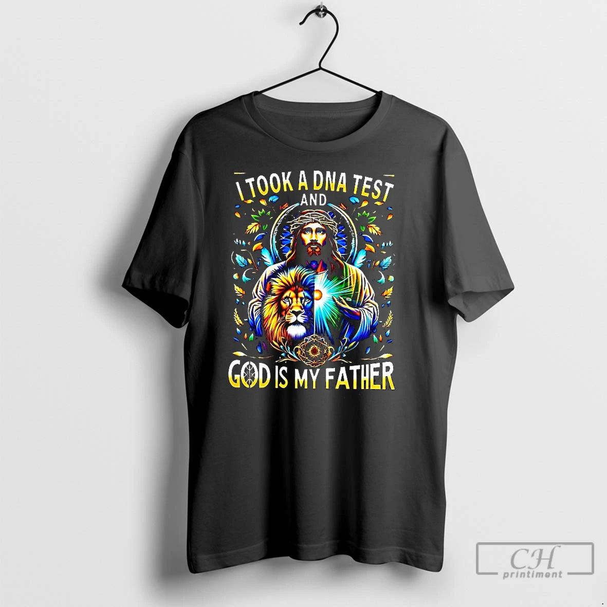 Premium Jesus And Lion I Took A Dna Test And God Is My Father Christian