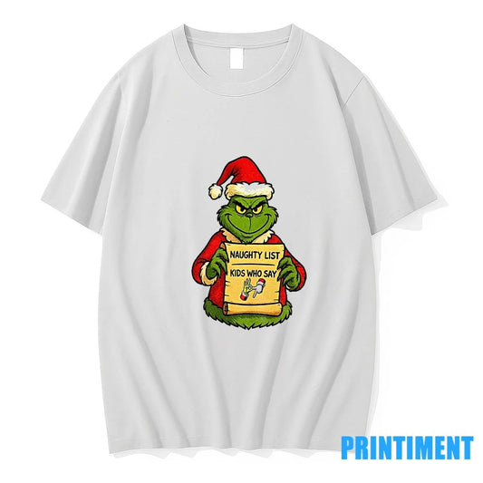 Christmas Grinch Santa Naughty List Kids Who Say 6 7 Six Seven Funny Tshirts Sweater