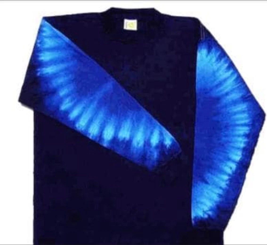 Long Sleeve Blue Tie Dye shirt - sleeves are dyed Blue tie dye shirt - Tie Dye