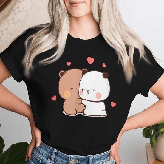 NEW Cute Couple Shirts Cute Bubu Dudu Panda Bears Sweet Love T-Shirt S-5XL
