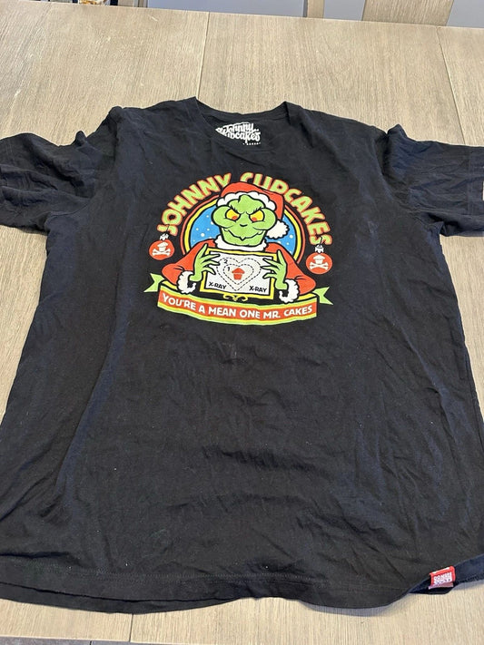 Johnny Cupcakes Black Men's XL T-Shirt You're a Mean One Mr. Cakes