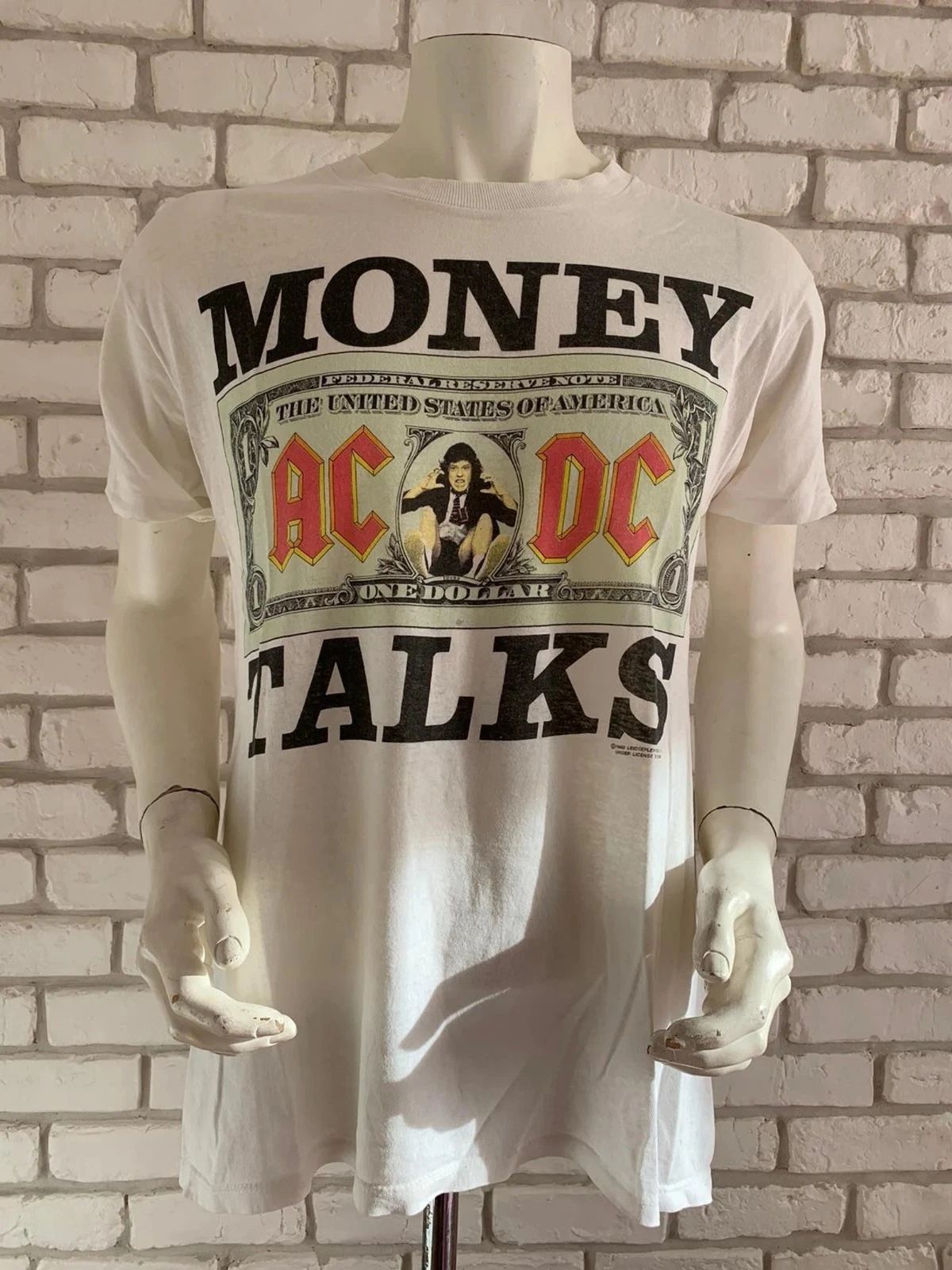 Vintage AC DC Moneytalks Shirt 1990 Tour Super Rare Black Tee 1pc Fast Shipping