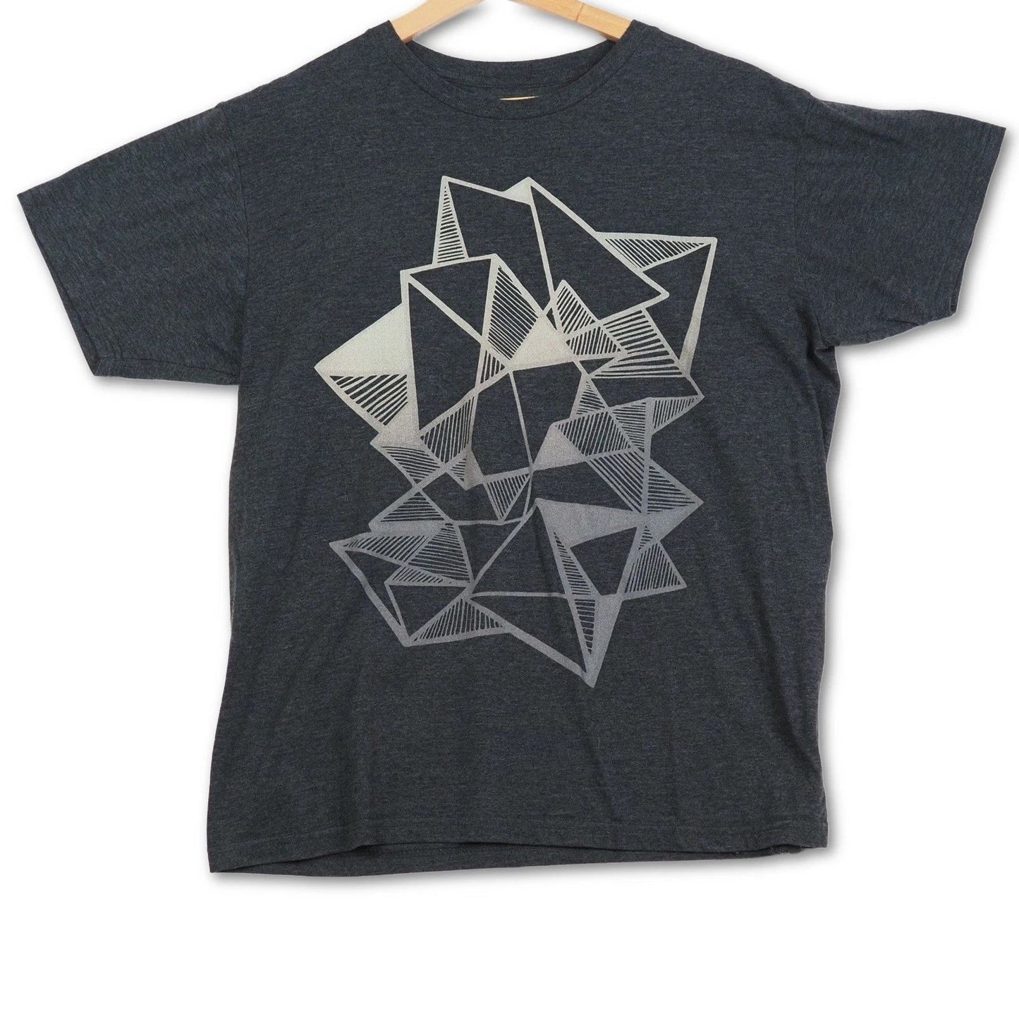 Design By Humans Mens Geometric Abstract Graphic T-Shirt Charcoal Heather Gray M