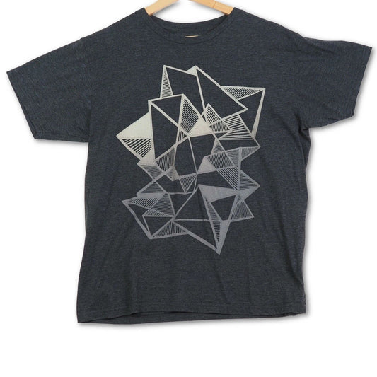 Design By Humans Mens Geometric Abstract Graphic T-Shirt Charcoal Heather Gray M