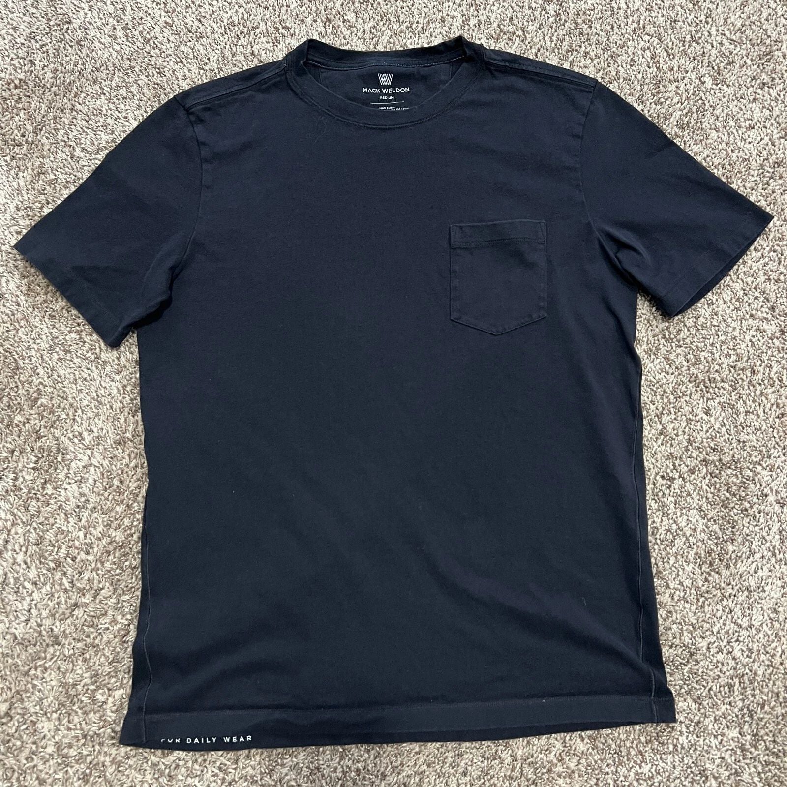Mack Weldon T Shirt Men's Medium Black Short Sleeve Crew Neck Pocket Daily Wear