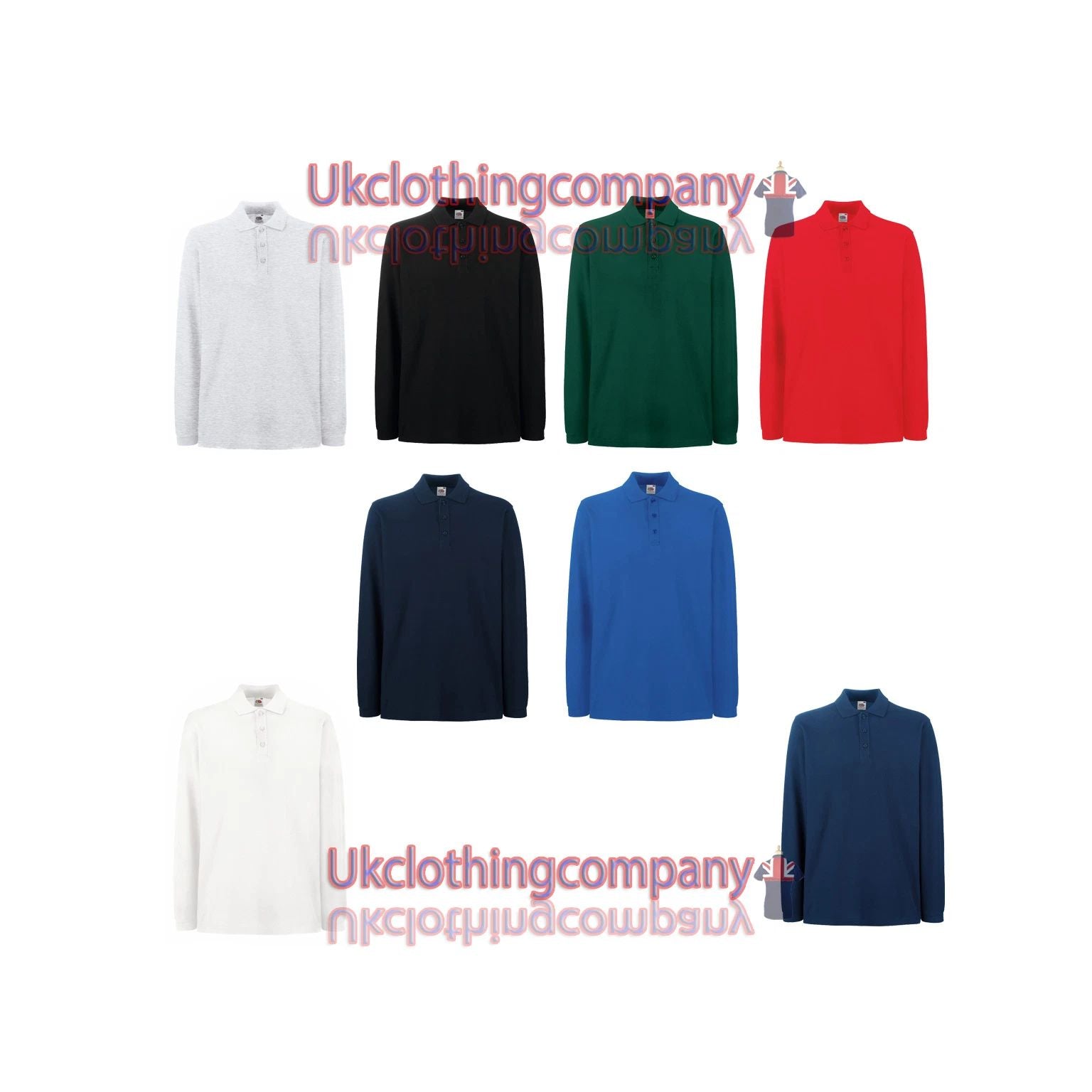 Fruit Of The Loom Premium Long Sleeve Polo - Mens' polo tops - S M L XL 2XL 3XL