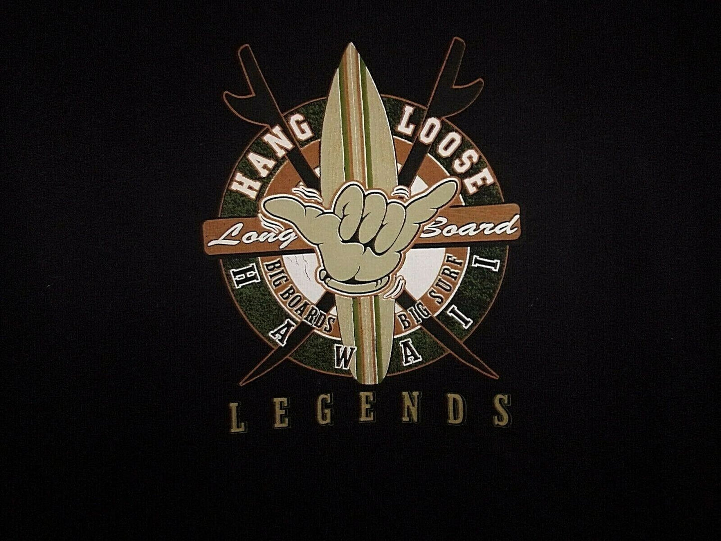 Surfing Hang Loose Hawaii Legends black XL t shirt