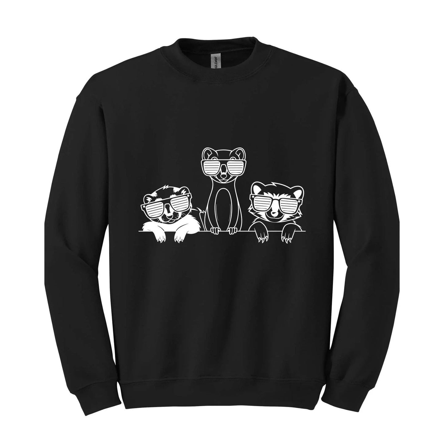 Funny Ferrets With Glasses Sketch Sweatshirt, Farm Lover Hoodie, Cute Animals Ho