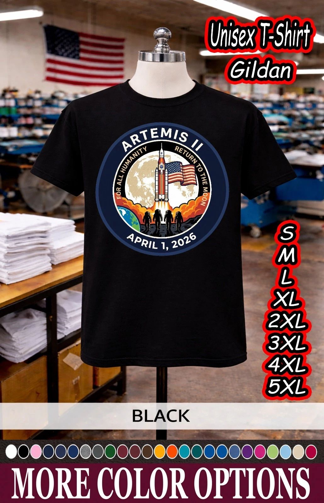 Artemis II 2026 Return to Moon Shirt Space Mission Graphic Tee
