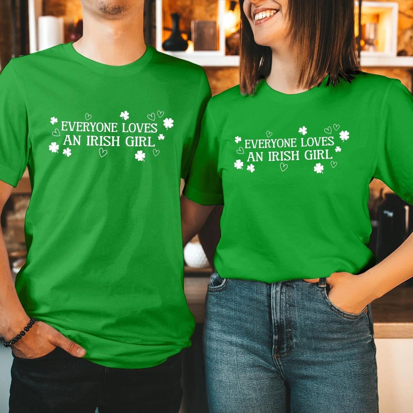 TSHIRT (211) Everyone Loves An Irish Girl Happy St Patricks Day Green T-Shirt