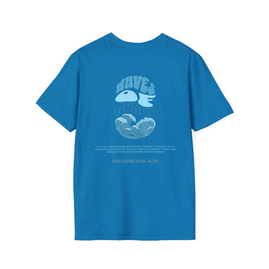 Waves Back Print T-Shirt | Christian Scripture Hebrews 4:16