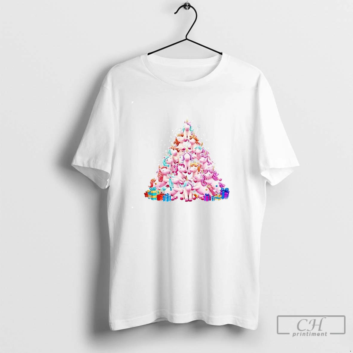 Classic Unicorn Christmas Tree Pyramid T Shirts