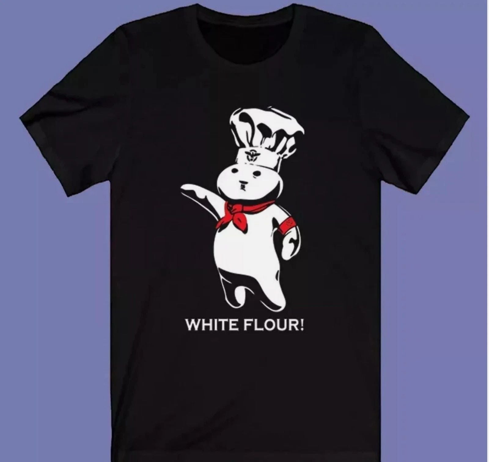 Pillsbury Doughboy White Flour Logo Men's Black T-shirt