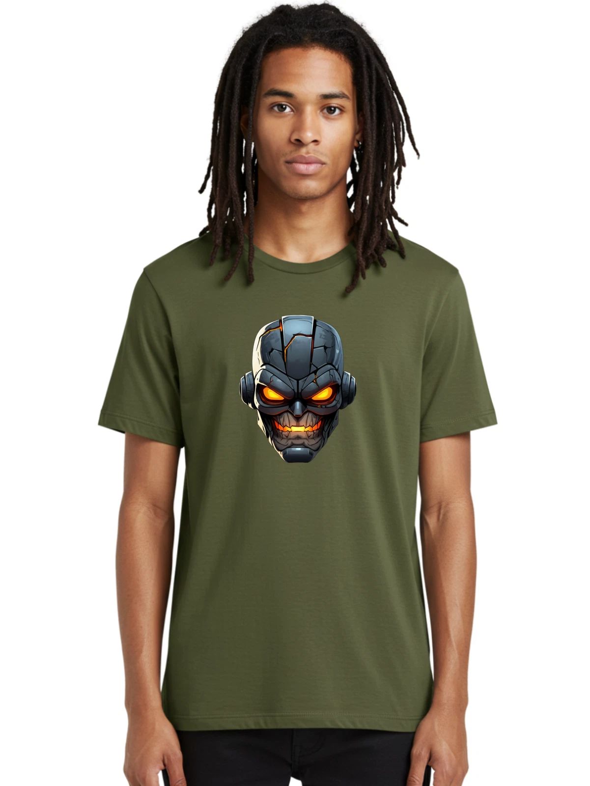 Cyborg-Head Mens Graphic Tee, 100% Cotton, Casual Summer Wear