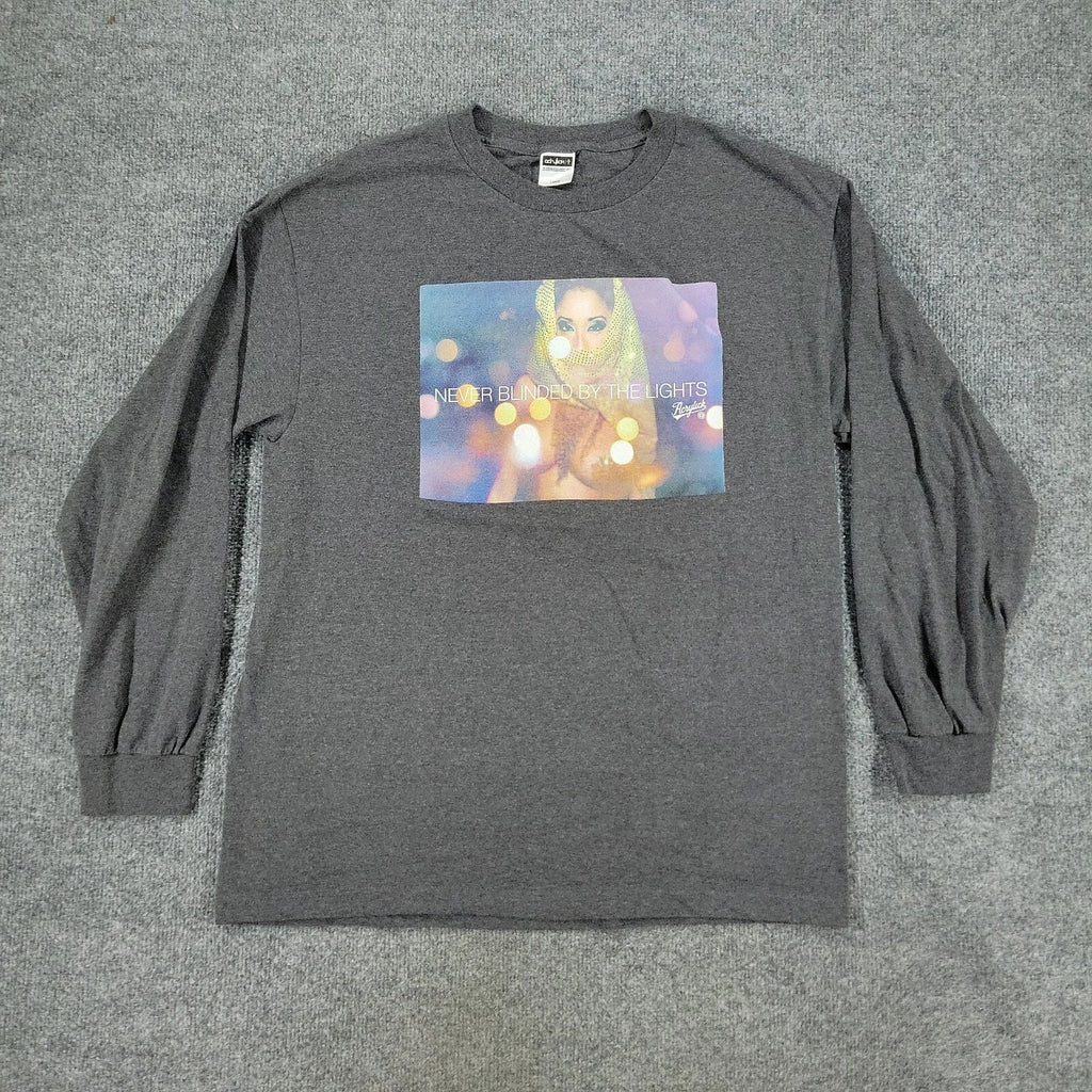 Acrylick Shirt Men's Large Gray Logo Graphic Tee Crew Neck Long Sleeve Adult L