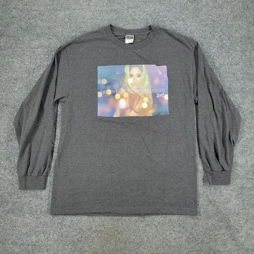 Acrylick Shirt Men's Large Gray Logo Graphic Tee Crew Neck Long Sleeve Adult L