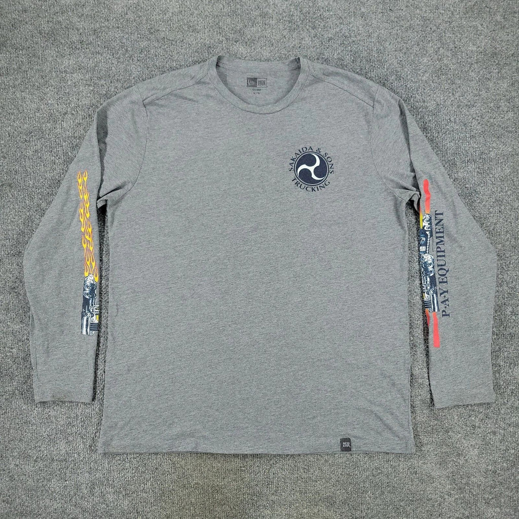 Sakaida & Sons Shirt Men's XL Gray Trucking Logo Graphic Tee Long Sleeve Adult