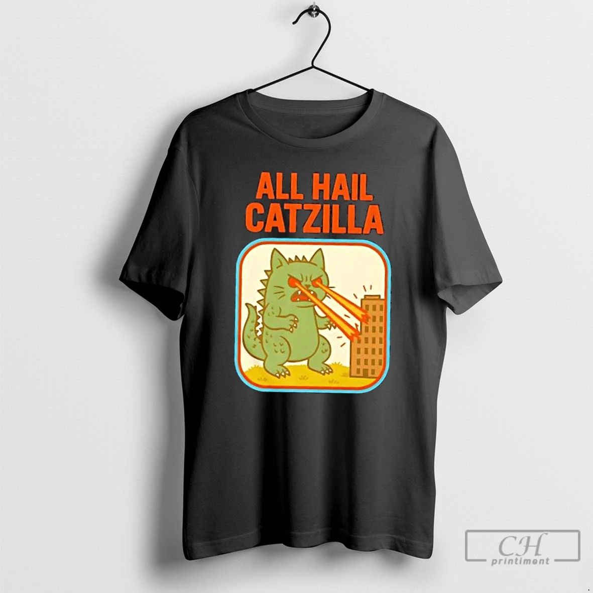 Classic All Hail Catzilla Funny Monster Cat Parody T Shirts