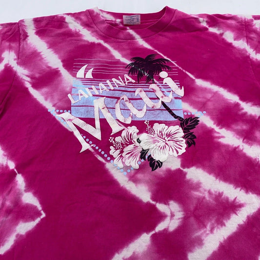 vintage 90s LAHINA MAUI HAWAII TIE-DYE T-Shirt LARGE beach surf sail soft
