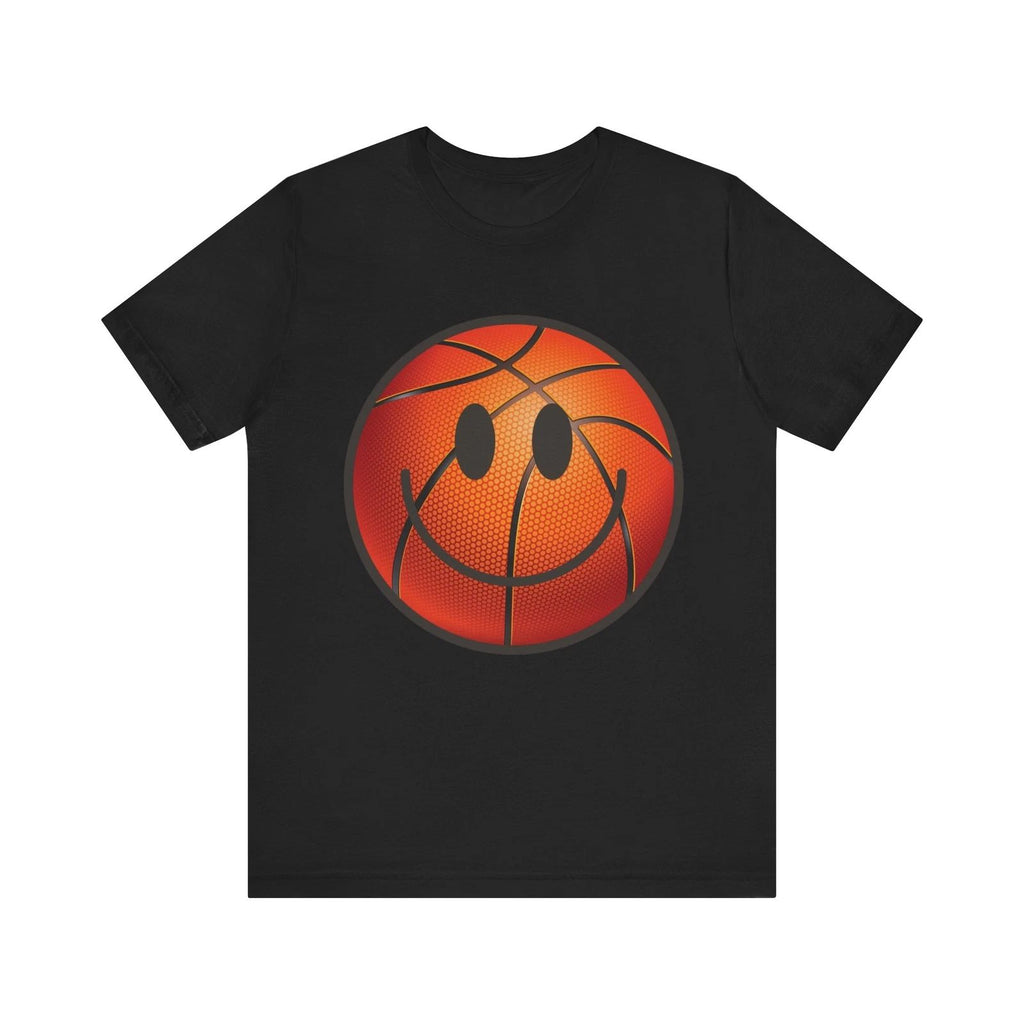 Unisex Basketball Happy Face Tee Trendy Sports Graphic Basketball Lovers T-Shirt