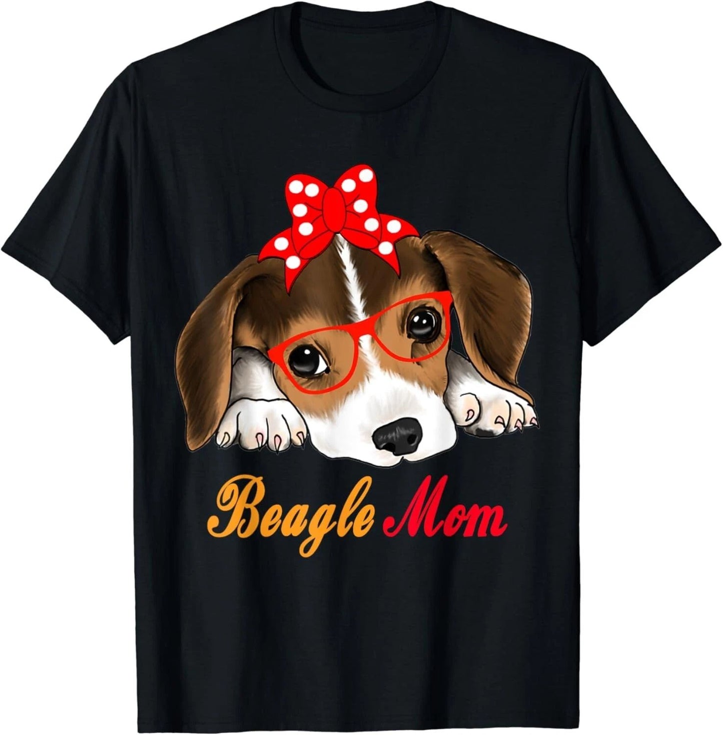 Dog Lover Gifts Bow Tie Glasses Funny Cute Beagle Mom Gift Unisex T-Shirt