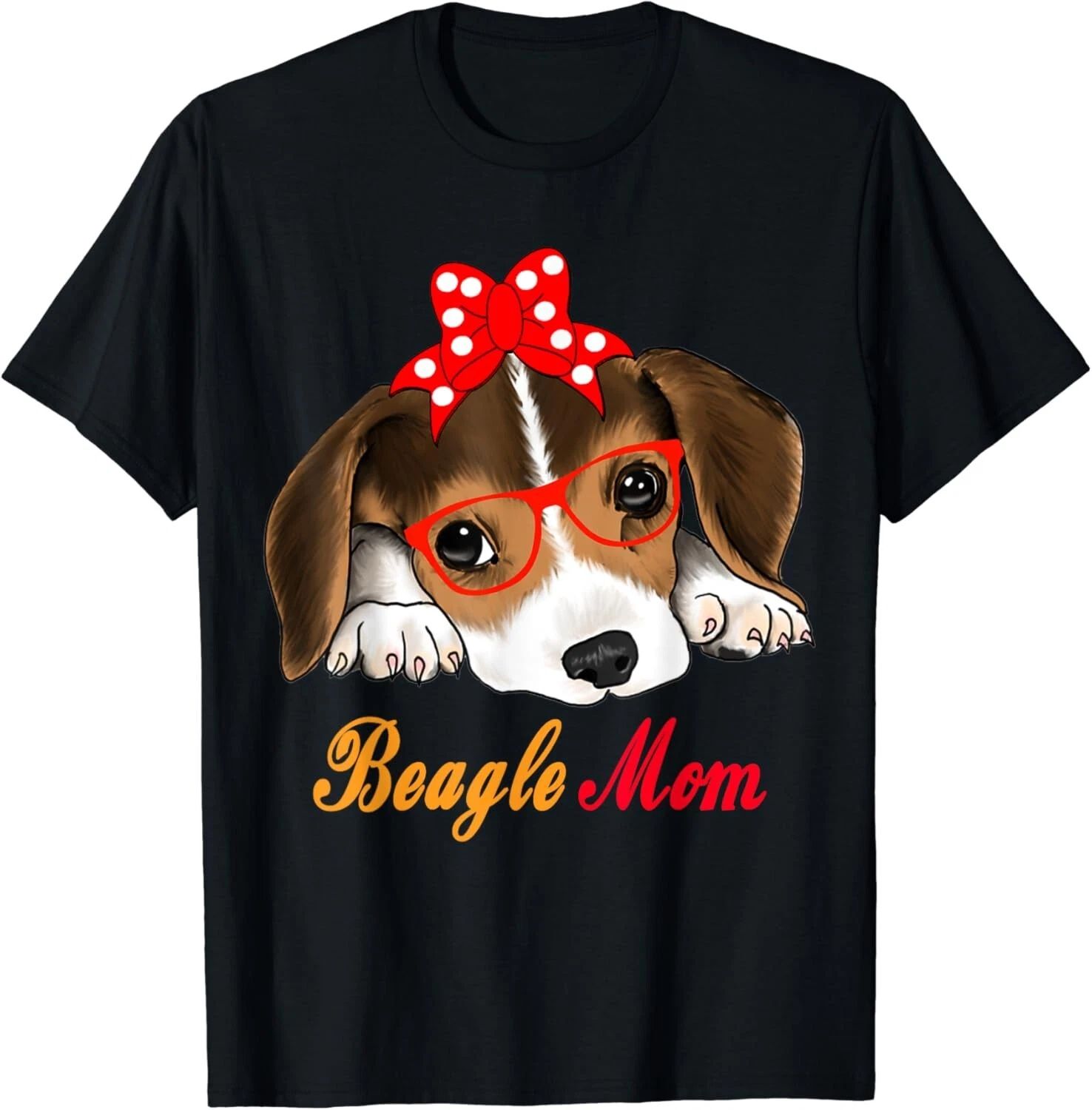 Dog Lover Gifts Bow Tie Glasses Funny Cute Beagle Mom Gift Unisex T-Shirt