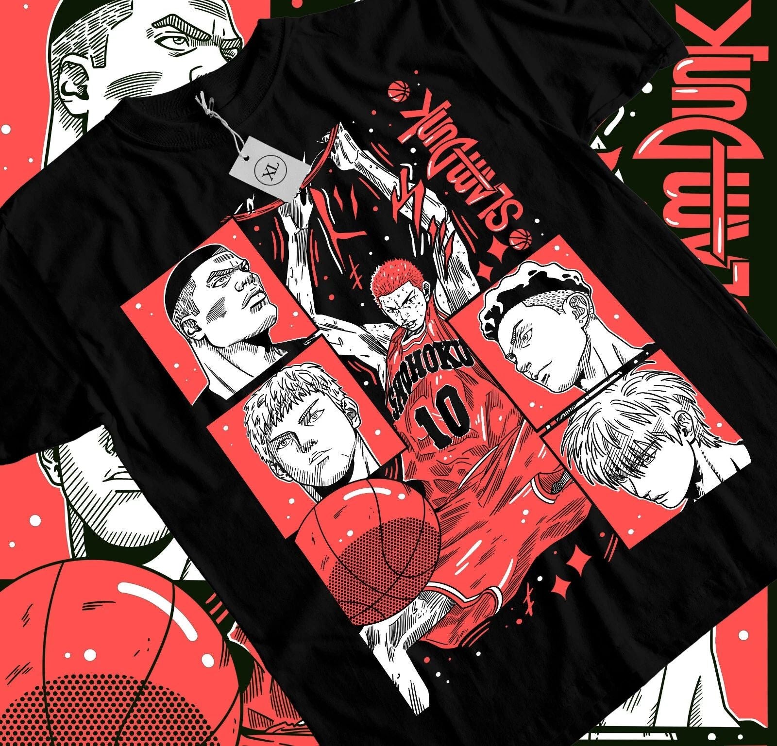 Slam Dunk T-shirt Slam Dunk Team Basketball Anime Sport Manga All Size