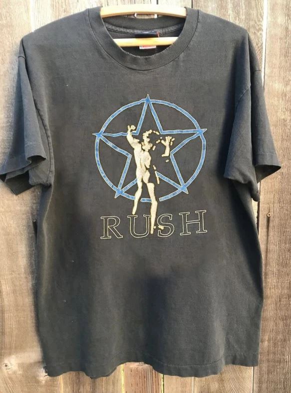 Rush band tee classic style unisex charcoal t-shirt QT5752