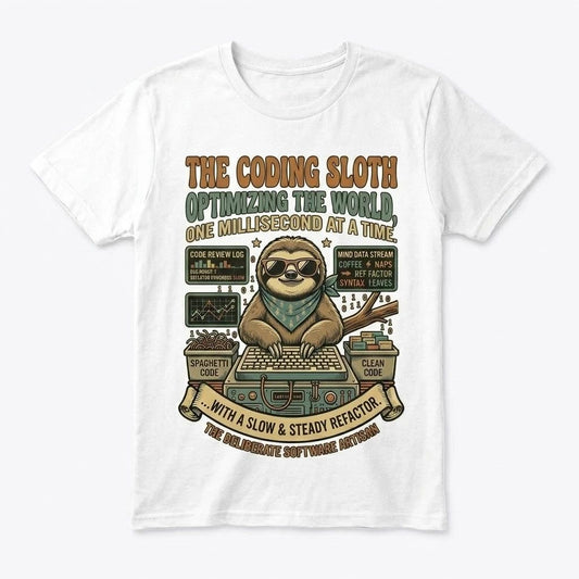 Funny Coding Sloth T-Shirt Programmer Software Engineer Gift Retro Tech Tee Shir
