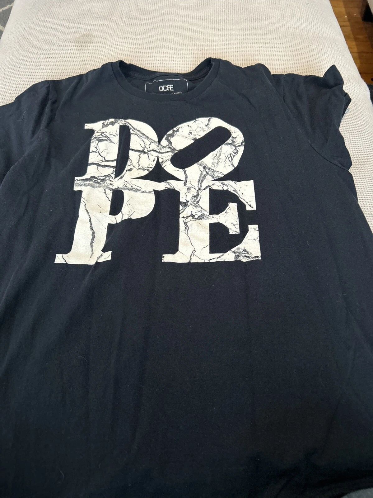 Dope Los Angeles Black White Logo T-shirt Fairfax Skating Trendy Marble Design