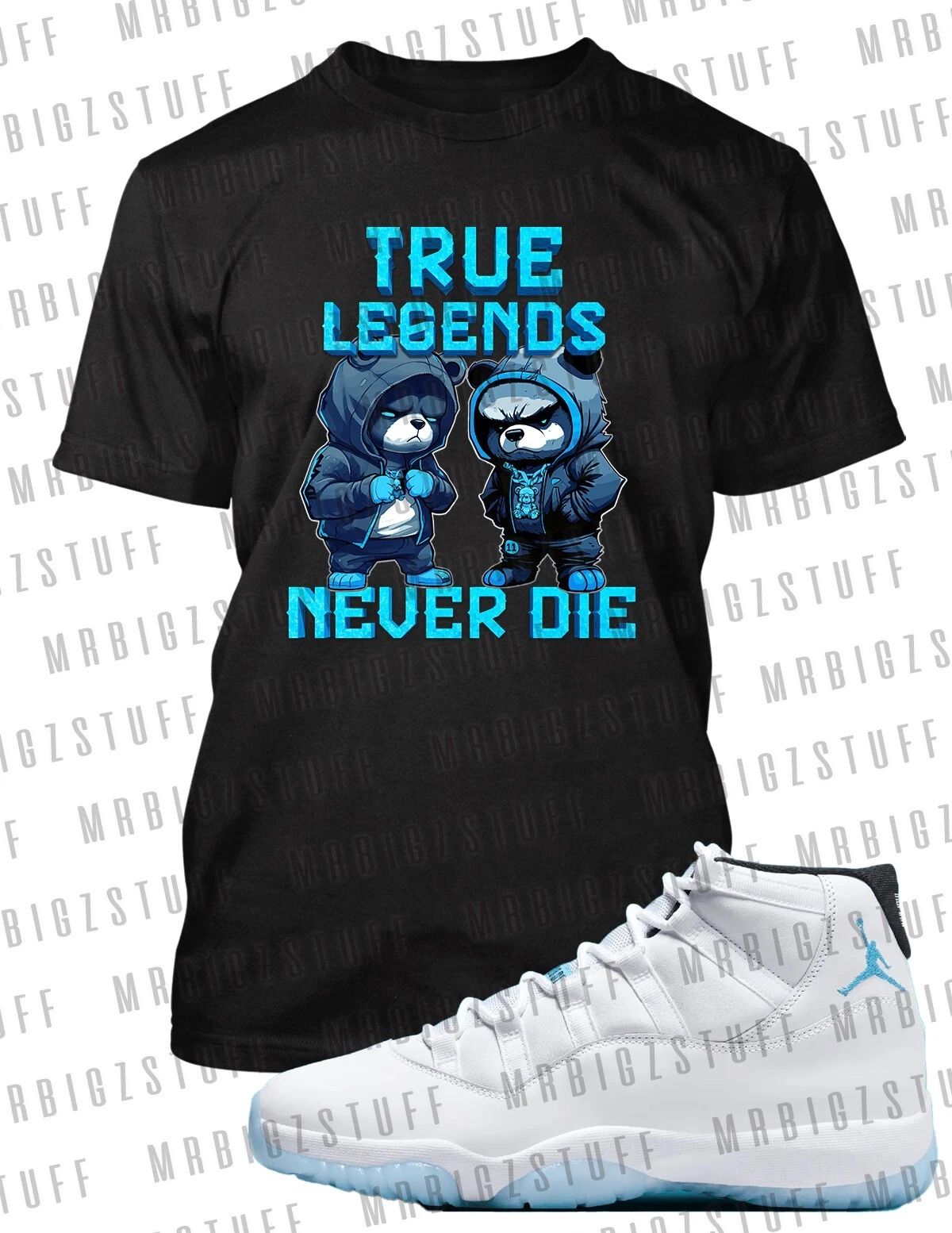 Mens True Legends Never Die Sneaker Tee to Complement J11 Legend Blue