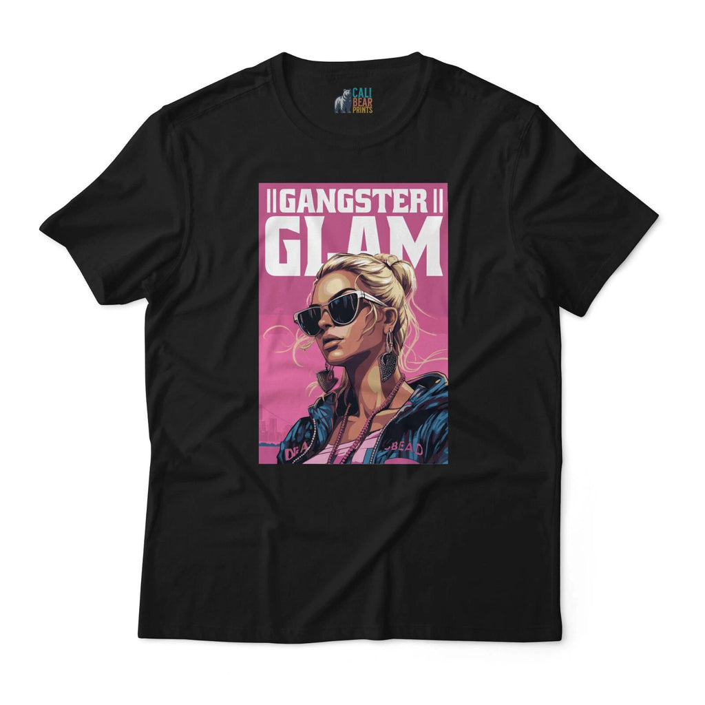 Gangster Glam Graphic T-Shirt - Edgy Streetwear Tee with Pink Retro Design