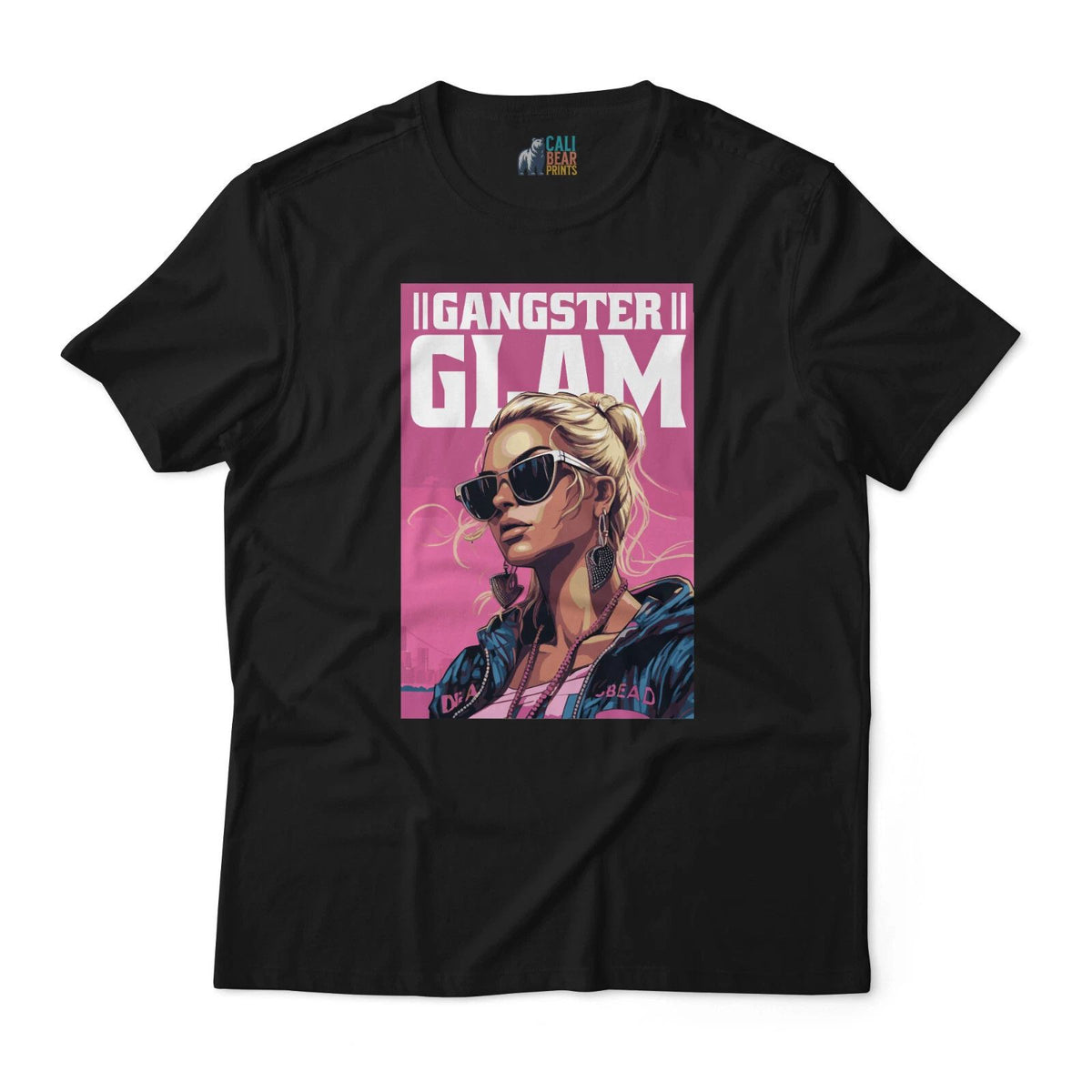 Gangster Glam Graphic T-Shirt - Edgy Streetwear Tee with Pink Retro Design