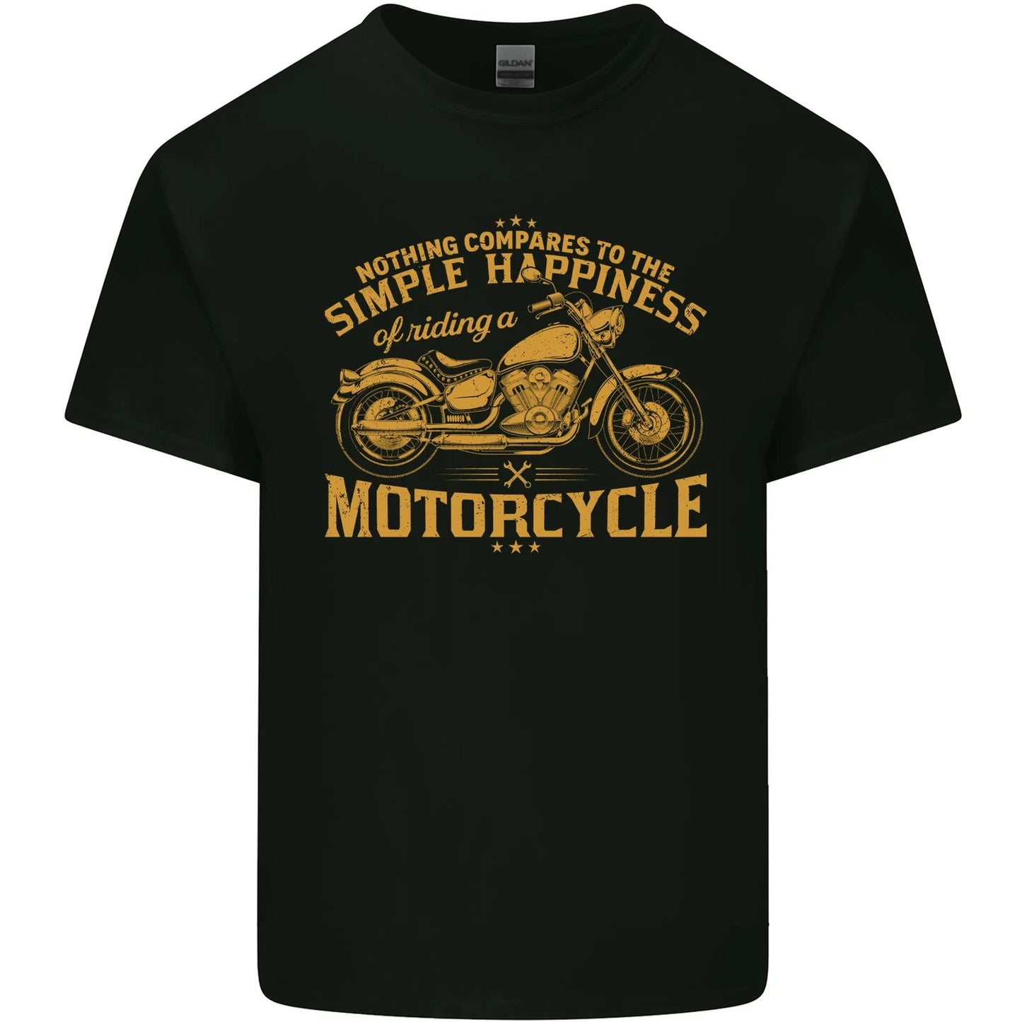 Simple Happiness Biker Motorcycle Motorbike Mens Light Cotton T-Shirt