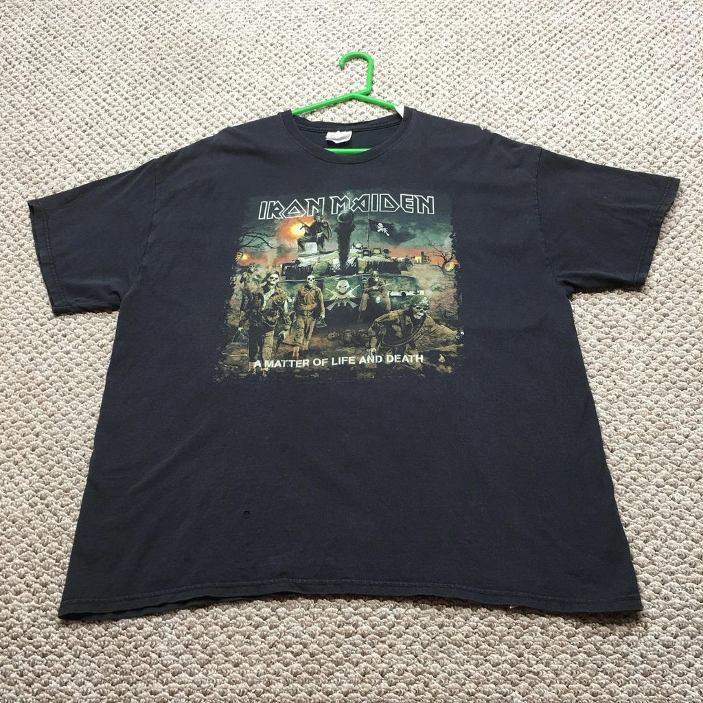 Vintage Iron Maiden Shirt Mens 2XL Black Hanes Band Metal Y2k Life And Death