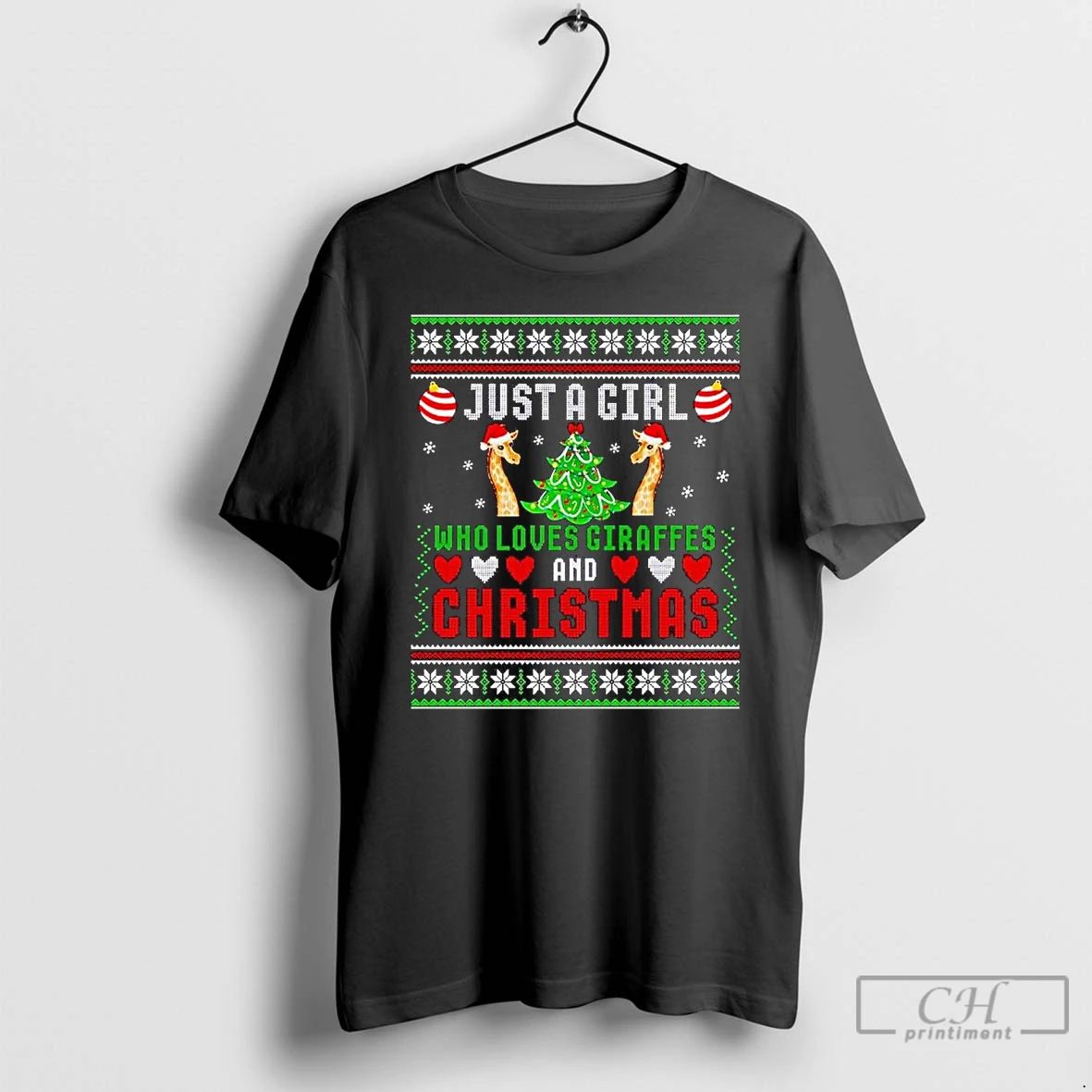 Classic Just A Girl Who Loves Giraffes And Ugly Christmas T Shirts