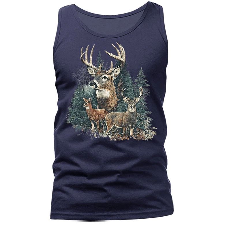 Whitetail Deer Buck and Doe Forest Wildlife Wilderness Tank Top