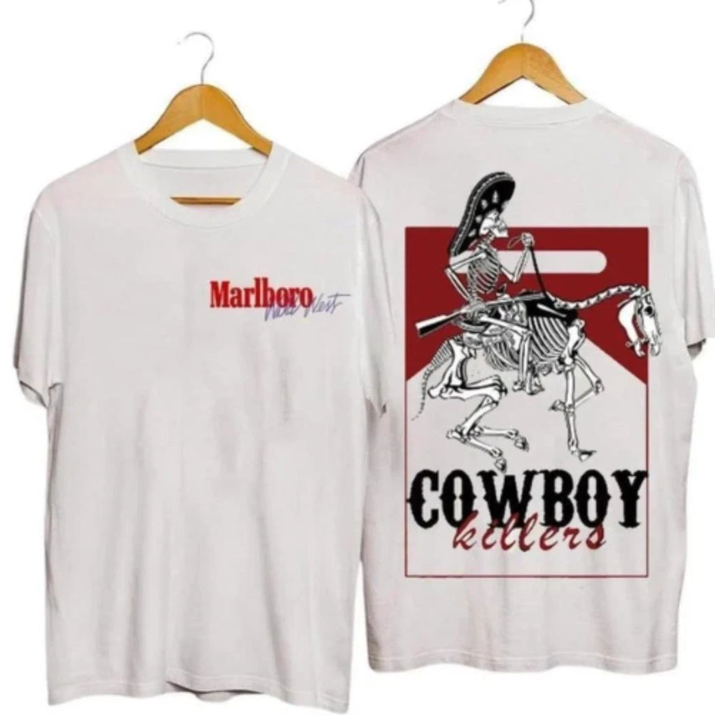 Vintage Cowboy Skeleton Shirt Western Graphic Tee Rodeo Outlaw Unisex Gift