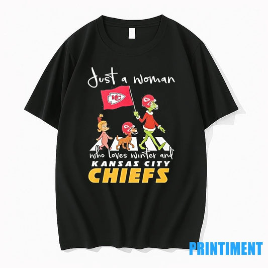 Grinch And Max Just A Woman Who Loves Winter And Kansas City Chiefs Tshirts Sweater