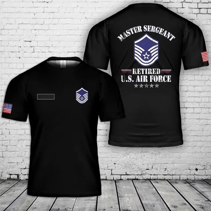 Custom Name Master Sergeant Retired Air Force Military Retirement T-Shirt 3D